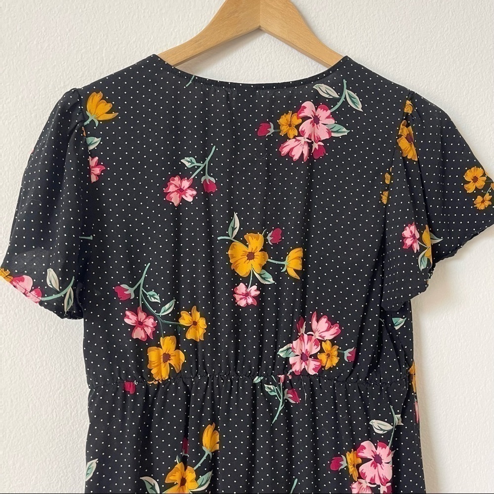 Old Navy Maternity Black Floral Polka Dot Midi Dress S - Picture 7 of 9